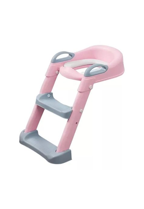 Asiento adaptador de inodoro WC acolchado, color rosado-0