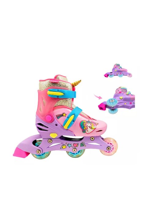 Patines 2 en 1, 3 ruedas talla 29 a 33, rosado-1