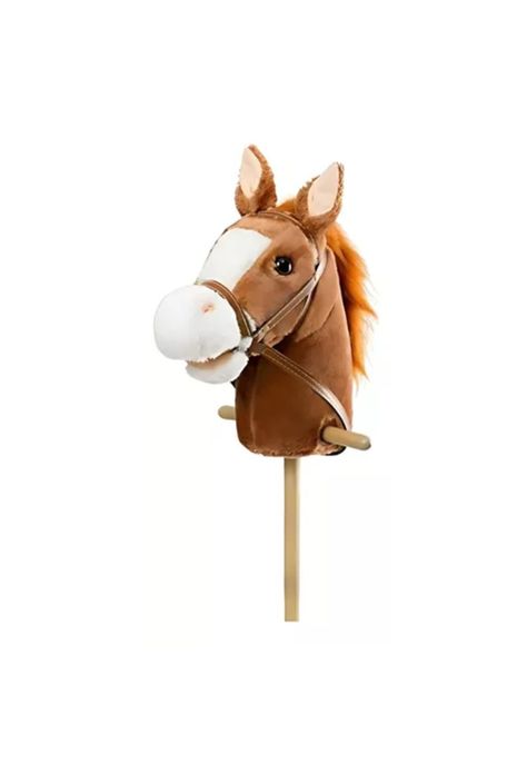 Caballito de palo con sonido y rueda, 100 cm, color marrón-1