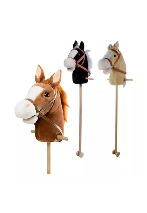 Caballito de palo con sonido y rueda, 100 cm, color marrón-2
