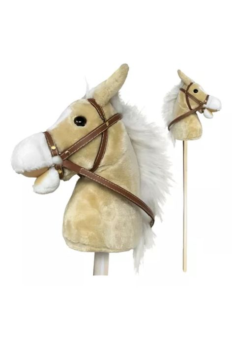 Caballito de palo con sonido y rueda, 100 cm, color marrón-3