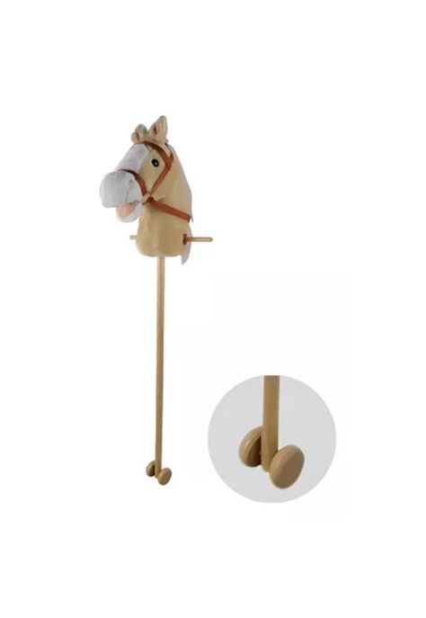 Caballito de palo con sonido y rueda, 100 cm, color marrón-4