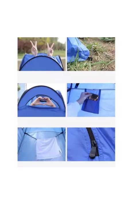 Carpa caseta de baño y vestidor portátil para camping, 1 persona, color verde-6
