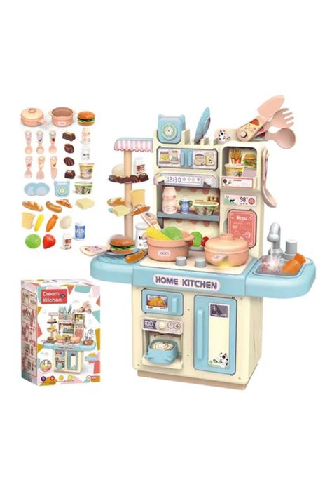 Cocina de juguete Kitchen 32 piezas juego para niñas y niños celeste-0