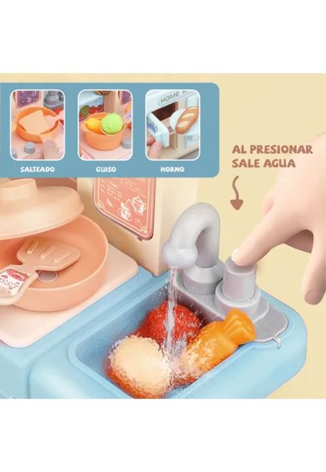 Cocina de juguete Kitchen 32 piezas juego para niñas y niños celeste-1