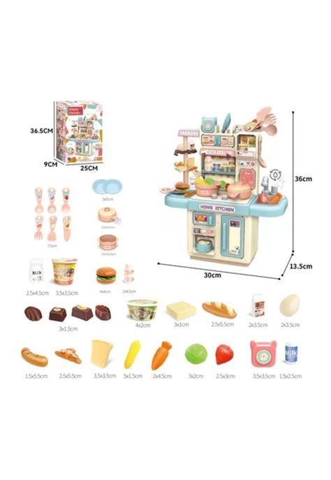 Cocina de juguete Kitchen 32 piezas juego para niñas y niños celeste-5