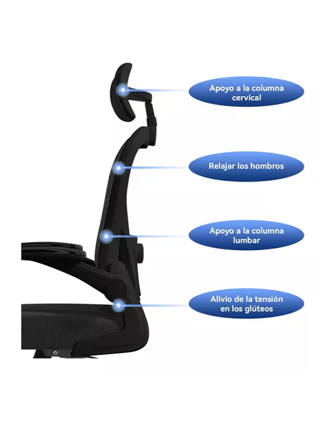 Silla de oficina ergonómica con soporte lumbar ajustable color negro-1