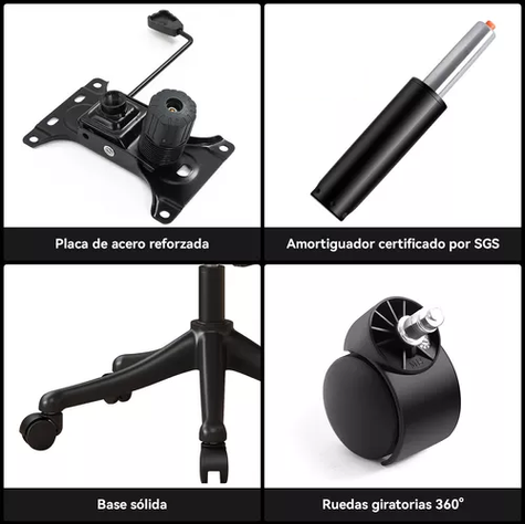 Silla de oficina ergonómica con soporte lumbar ajustable color negro-2