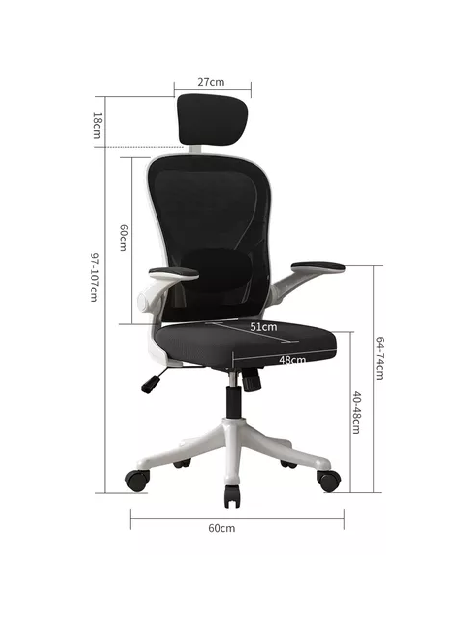 Silla de oficina ergonómica con soporte lumbar ajustable color negro-3