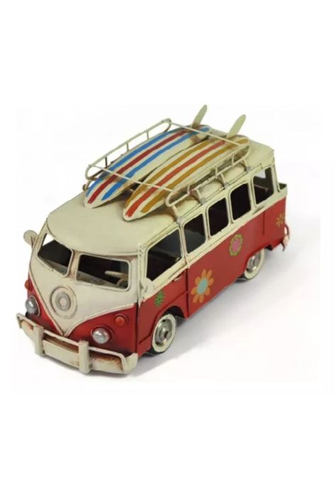 Auto Combi metal vintage, Hawái, rojo, 28 cm-3