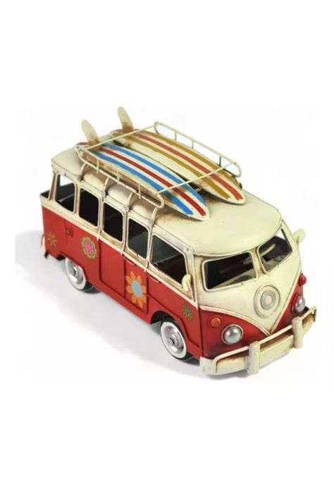 Auto Combi metal vintage, Hawái, rojo, 28 cm-4