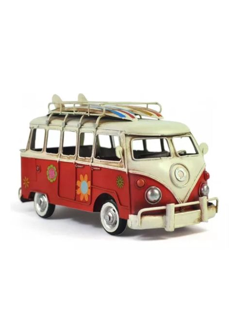 Auto Combi metal vintage, Hawái, rojo, 28 cm-5