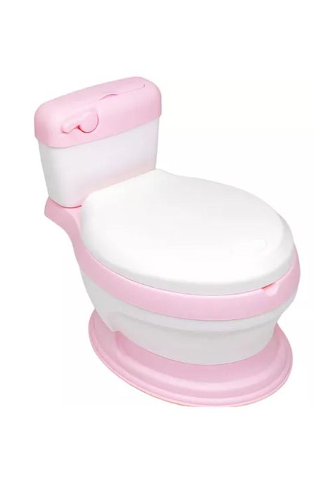 Bacinica bañito entrenador para niños, asiento acolchado, color rosa liso-0