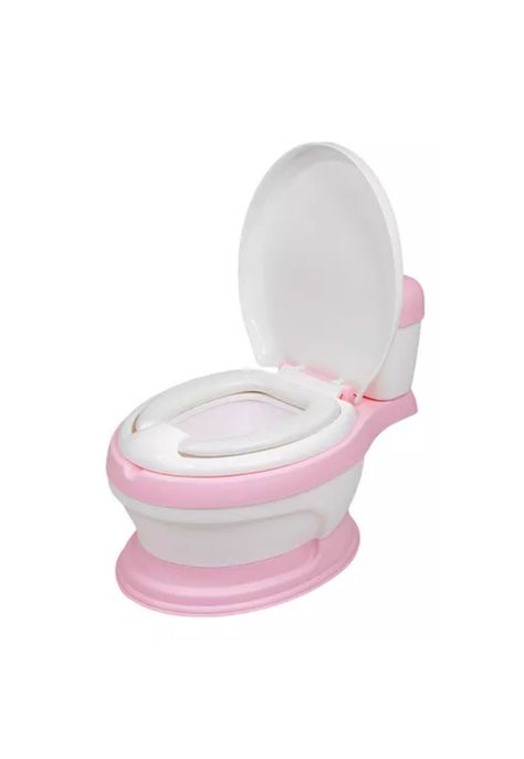 Bacinica bañito entrenador para niños, asiento acolchado, color rosa liso-1