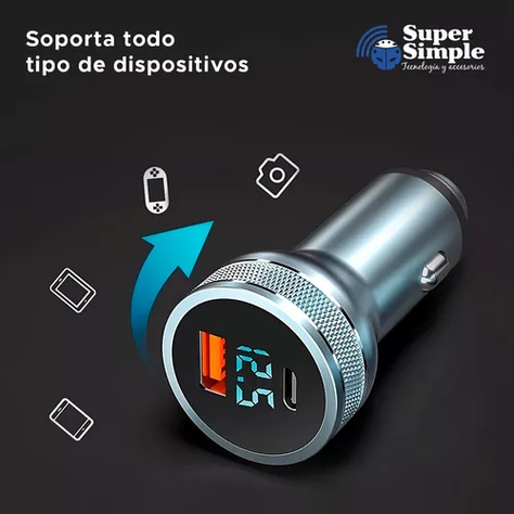 Cargador auto USB-C carga rápida 36W gris-4