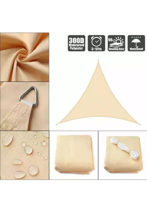Toldo lona vela sombra triangular 3x3x3 m anti UV beige-2
