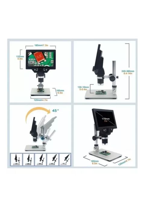 Microscopio electrónico académico, pantalla LCD HD de 7.2 in-4