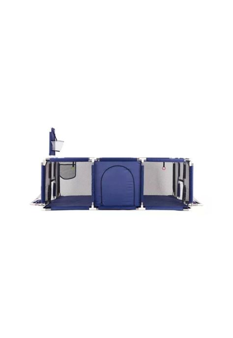 Corral de seguridad para bebés con aro y portería 180cm + pelotas, azul marino-2