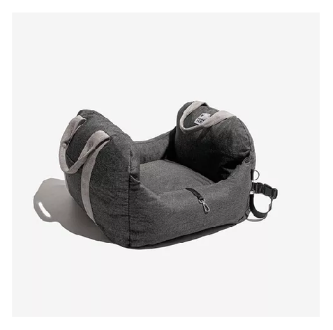 Asiento de auto para perro pequeño premium lavable gris-0