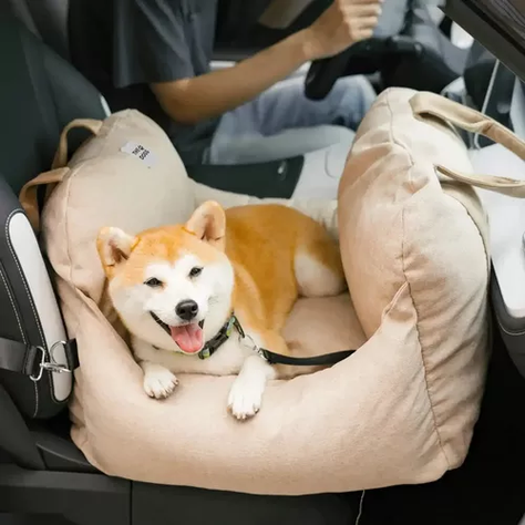 Asiento de auto para perro pequeño premium lavable gris-2