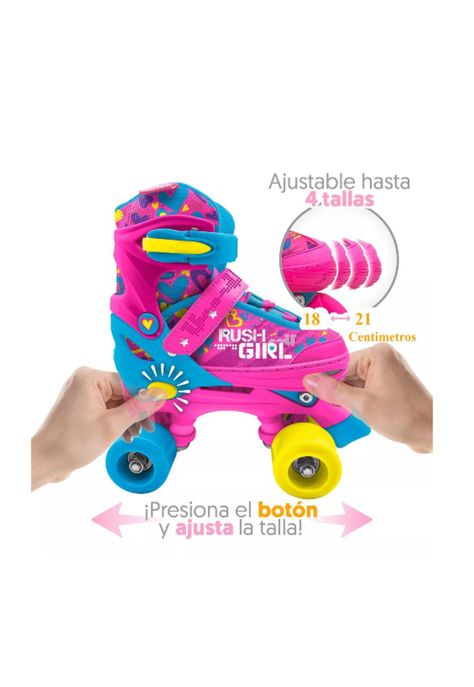 Patines ajustables T 30-33 + protecciones, rosado-4