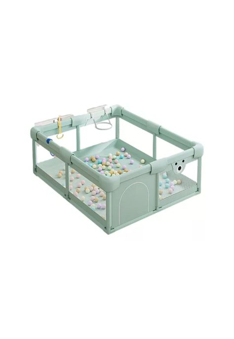 Corral centro de juegos para bebé con accesorios, 150x180x65 cm, verde-0