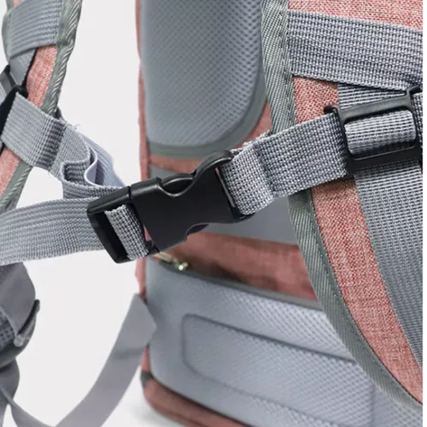 Mochila de viaje cómoda y segura para perros y gatos rosado-2