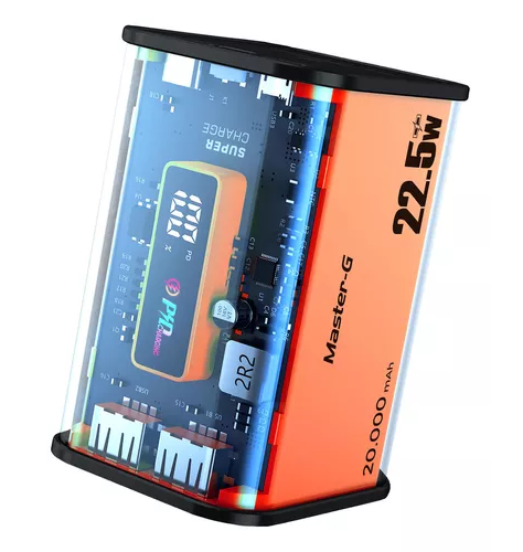 Batería externa power bank 20000 mAh carga rápida color naranjo-0