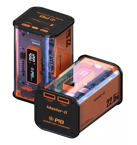 Batería externa power bank 20000 mAh carga rápida color naranjo-1