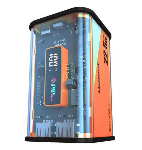 Batería externa power bank 20000 mAh carga rápida color naranjo-3
