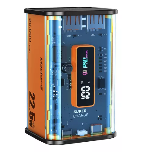 Batería externa power bank 20000 mAh carga rápida color naranjo-4