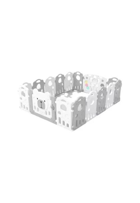 Corral plegable para bebé armable con paneles de seguridad, gris-0