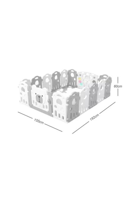 Corral plegable para bebé armable con paneles de seguridad, gris-1
