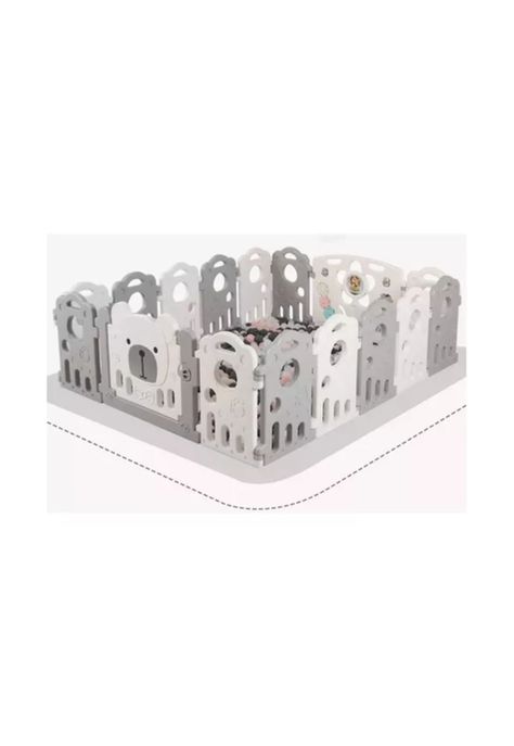 Corral plegable para bebé armable con paneles de seguridad, gris-2