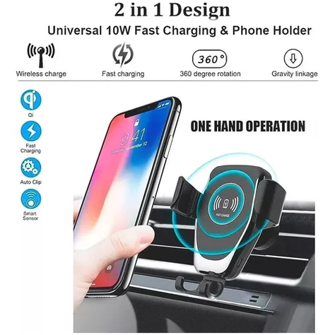 Cargador inalámbrico celular auto 10W soporte carga rápida-3
