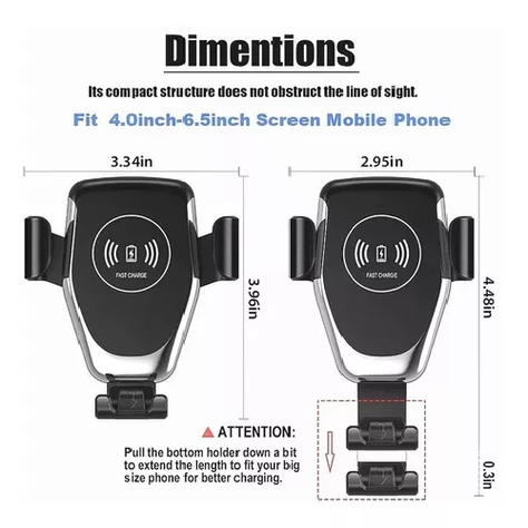 Cargador inalámbrico celular auto 10W soporte carga rápida-5