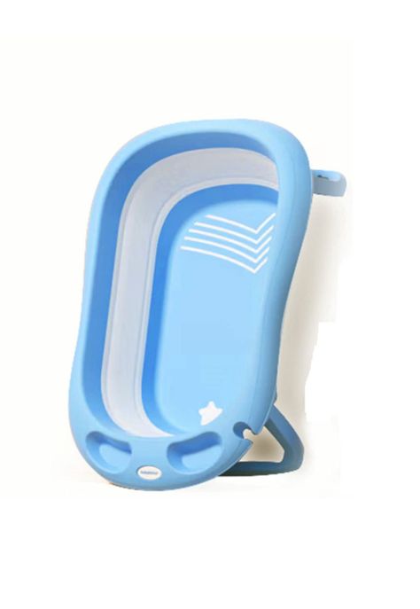 Bañera plegable bebé con termómetro y accesorios, color azul-0