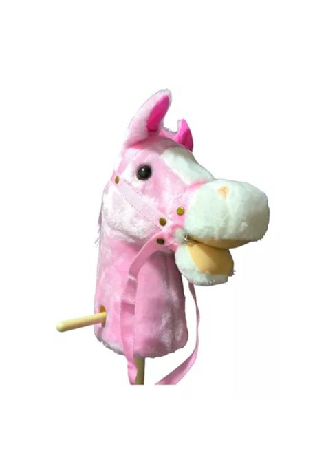 Caballito de palo con sonido y rueda, 100 cm, color rosado-4