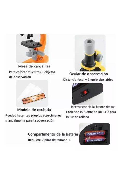 Kit de ciencia para niños, microscopio juguete educativo-5