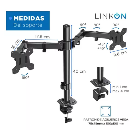 Brazo soporte doble para 2 monitores en base de escritorio-1