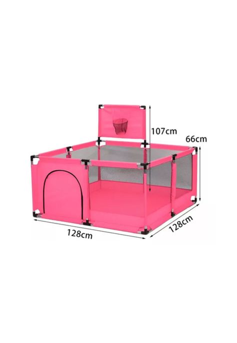 Corralito plegable para bebé, corral de seguridad, rosado-4