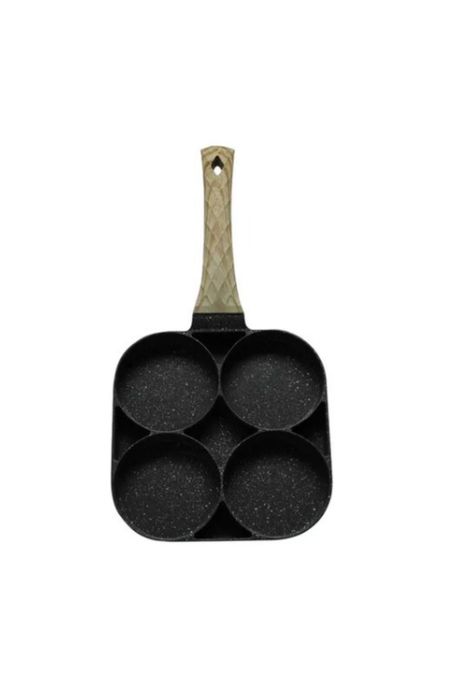 Sartén multiusos con 4 divisiones para huevos, hamburguesas y hot cakes, gris-1