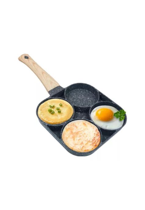 Sartén multiusos con 4 divisiones para huevos, hamburguesas y hot cakes, gris-2