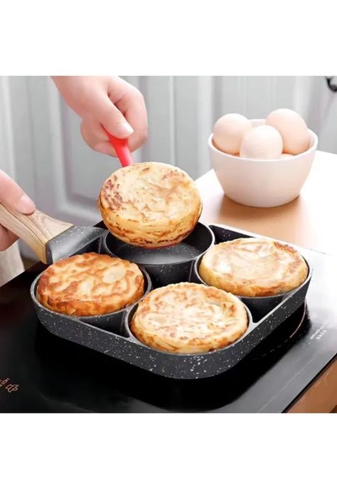 Sartén multiusos con 4 divisiones para huevos, hamburguesas y hot cakes, gris-4