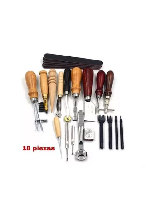 Kit 18 piezas herramientas cuero piel artesanía profesional-1