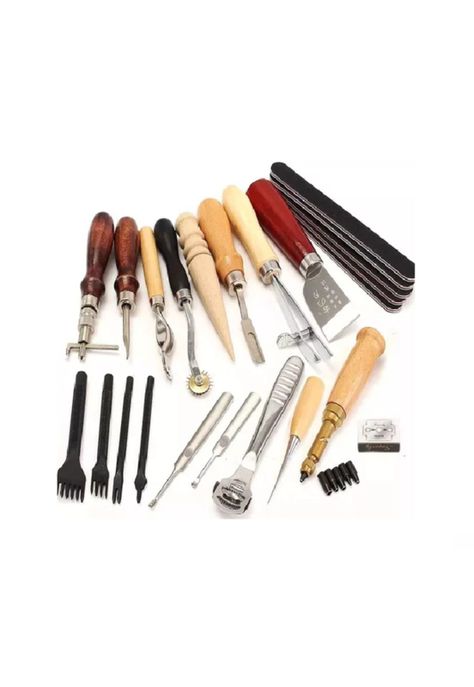 Kit 18 piezas herramientas cuero piel artesanía profesional-2