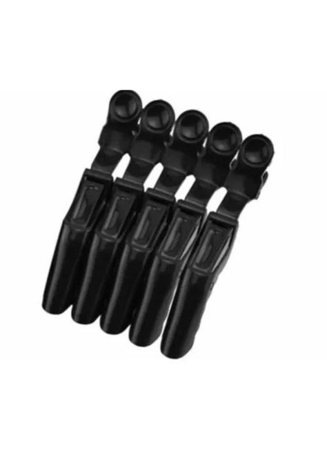 Pinzas De Cabello Tipo Cocodrilo Para Peluquería X5 Negro-0