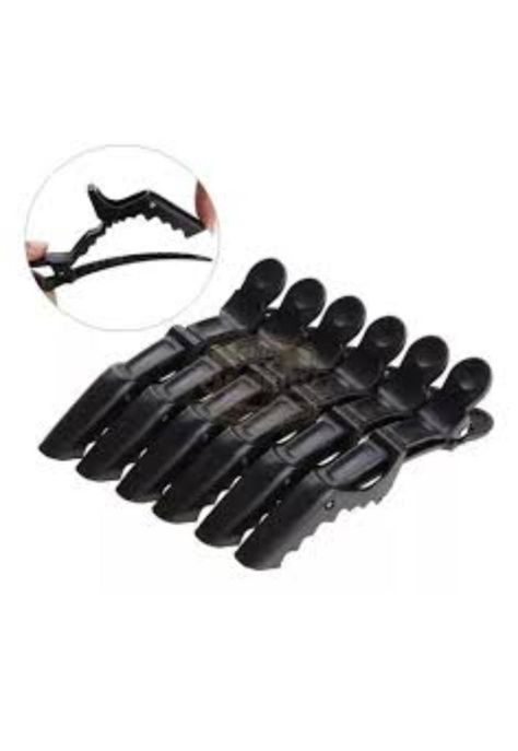 Pinzas De Cabello Tipo Cocodrilo Para Peluquería X5 Negro-2