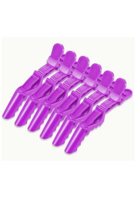 Pinzas De Cabello Tipo Cocodrilo Para Peluquería X5 Morado-1