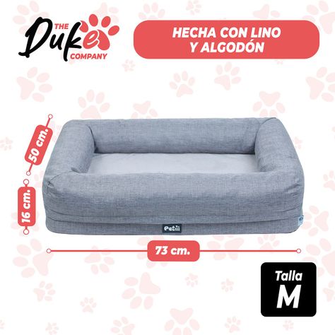 Cama de perro cuadrada Duke talla M 73 x 50 x 16 cm Gris-1
